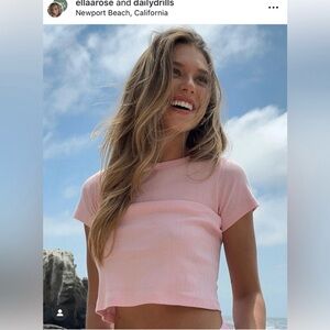 Daily Drills Pink Pointelle Tshirt XS/S